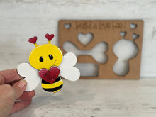 Load image into Gallery viewer, Love Bee Valentine POP OUT Craft Kit File SVG, Heart, Glowforge, LuckyHeartDesignsCo