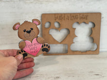 Load image into Gallery viewer, Bear Love Valentine POP OUT Craft Kit File SVG, Heart, Glowforge, LuckyHeartDesignsCo