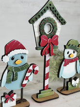 Load image into Gallery viewer, Christmas Birds Standing File SVG, Glowforge, Birdhouse, Santa, Candy Cane, Elf, Tiered Tray LuckyHeartDesignsCo