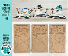 Load image into Gallery viewer, Melty Snowman Pop Out Christmas Ornament Craft File SVG, Melted, Winter, Build Your Own, Christmas, Kids, Glowforge, LuckyHeartDesignsCo