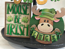 Load image into Gallery viewer, Moose St Patricks Day Quick and Easy Tiered Tray File SVG, Glowforge Clover, Leprechaun, LuckyHeartDesignsCo