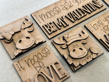 Load image into Gallery viewer, Moose Valentines MINI Interchangeable Leaning Sign File SVG, Candy, Heart, Love, Tiered Tray Glowforge, LuckyHeartDesignsCo