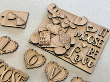 Load image into Gallery viewer, Moose Valentine Tiered Tray File SVG, Glowforge, Love, Heart, Valentines Day, LuckyHeartDesignsCo