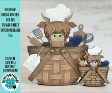 Load image into Gallery viewer, Highland Baking Kitchen For The Flower Basket Interchangeable File SVG TINY, Chef, Cook, Rolling Pin, Whisk, Glowforge LuckyHeartDesignsCo