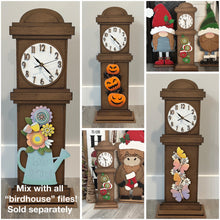 Load image into Gallery viewer, Clock Birdhouse Interchangeable File SVG, Glowforge, Clock ONLY, Seasonal, Holiday Shapes, Christmas, Fall, Halloween, LuckyHeartDesignsCo