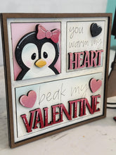 Load image into Gallery viewer, Penguin Valentines MINI Interchangeable Leaning Sign File SVG, Candy, Heart, Love, Tiered Tray Glowforge, LuckyHeartDesignsCo
