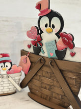 Load image into Gallery viewer, Penguin Valentine For The Flower Basket Interchangeable File SVG, Heart Love, TINY Sweets Candy Tiered Tray Glowforge LuckyHeartDesignsCo