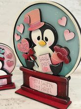 Load image into Gallery viewer, Penguin Valentines Love Snow Globe Interchangeable File SVG, TINY, Glowforge, Love, Heart, Tiered Tray LuckyHeartDesignsCo