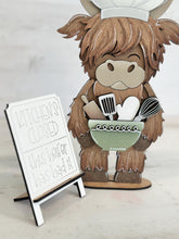 Load image into Gallery viewer, Highland Kitchen Chef Standing File SVG, Snowflake, Farm, Cow,Baking, Rolling Pin, Cook, Tiered Tray, Glowforge, LuckyHeartDesignsCo