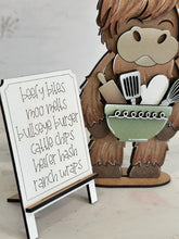 Load image into Gallery viewer, Highland Kitchen Chef Standing File SVG, Snowflake, Farm, Cow,Baking, Rolling Pin, Cook, Tiered Tray, Glowforge, LuckyHeartDesignsCo