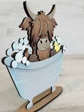 Load image into Gallery viewer, Highland Bathtub Standing Bathroom File SVG, Duck, Tub, Bubbles, Cow, Farm Glowforge, LuckyHeartDesignsCo