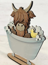 Load image into Gallery viewer, Highland Bathtub Standing Bathroom File SVG, Duck, Tub, Bubbles, Cow, Farm Glowforge, LuckyHeartDesignsCo