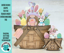Load image into Gallery viewer, Easter Bunny Gnome For The Flower Basket Interchangeable File SVG, Egg, Spring, Tulip, Tiered Tray, Glowforge, LuckyHeartDesignsCo
