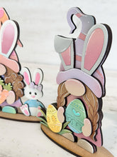 Load image into Gallery viewer, Easter Bunny Gnomes Standing Tiered Tray File SVG, Egg, Spring, Basket, Holiday Decor, Glowforge, LuckyHeartDesignsCo