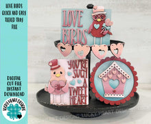 Load image into Gallery viewer, Bird Valentines Love Tiered Tray File SVG, Glowforge, Love, Heart, Flowers, LuckyHeartDesignsCo