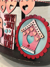 Load image into Gallery viewer, Bird Valentines Love Tiered Tray File SVG, Glowforge, Love, Heart, Flowers, LuckyHeartDesignsCo
