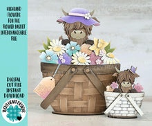 Load image into Gallery viewer, Highland Flower For The Flower Basket Interchangeable File SVG, Floral, Farm, Cow, Daisy, Spring Tiered Tray, Glowforge, LuckyHeartDesignsCo