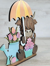 Load image into Gallery viewer, Highland Spring Flowers Standing File SVG, Glowforge, Umbrella, Cow, Farm, Tiered Tray LuckyHeartDesignsCo