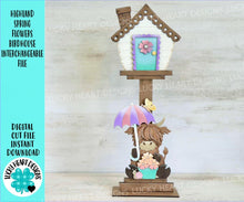 Load image into Gallery viewer, Highland Spring Flowers for the Birdhouse Interchangeable File SVG, Glowforge, Cow, Holiday Shapes, Spring, Bird house, LuckyHeartDesignsCo