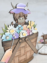 Load image into Gallery viewer, Highland Flower For The Flower Basket Interchangeable File SVG, Floral, Farm, Cow, Daisy, Spring Tiered Tray, Glowforge, LuckyHeartDesignsCo