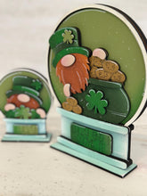 Load image into Gallery viewer, Gnome St. Patrick's Day Snow Globe Interchangeable File SVG, TINY, Pot O Gold, Clover, Leprechaun Glowforge, Tiered Tray LuckyHeartDesignsCo