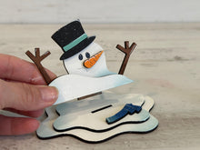 Load image into Gallery viewer, Melting Snowman Standing File SVG, Glowforge, Winter, Melted, Snowmen, Melty, Funny, LuckyHeartDesignsCo
