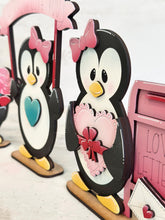 Load image into Gallery viewer, Penguin Valentines Standing File SVG, TINY, Glowforge, Love, Heart, Tiered Tray LuckyHeartDesignsCo