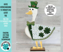 Load image into Gallery viewer, Goose Animal Hats Interchangeable St. Patrick's Day Outfit File SVG, Duck, Outfits, Seasonal, Clover,Holiday, Glowforge, LuckyHeartDesignsCo
