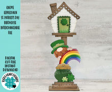 Load image into Gallery viewer, Gnome Leprechaun St. Patrick's Day for the Birdhouse Interchangeable File SVG, Rainbow Holiday Shapes, Glowforge, Laser, LuckyHeartDesignsCo