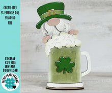 Load image into Gallery viewer, Gnome Beer St. Patrick's Day Standing File SVG, Lucky, Clover, Leprechaun, Glowforge LuckyHeartDesignsCo