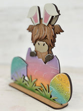 Load image into Gallery viewer, Highland Easter Egg Standing File SVG, Glowforge Tiered Tray, Farm, Bunny, Cow, LuckyHeartDesignsCo