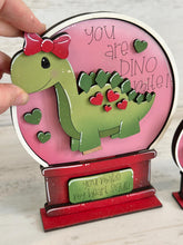 Load image into Gallery viewer, Dinosaur Valentine Snow Globe Interchangeable File SVG, TINY, Glowforge, Rawr, Roar, Love, Heart, Tiered Tray LuckyHeartDesignsCo