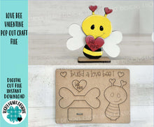 Load image into Gallery viewer, Love Bee Valentine POP OUT Craft Kit File SVG, Heart, Glowforge, LuckyHeartDesignsCo