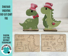 Load image into Gallery viewer, Dinosaur Valentine POP OUT Craft Kit File SVG, Love, Heart, Glowforge, LuckyHeartDesignsCo