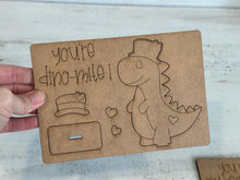 Load image into Gallery viewer, Dinosaur Valentine POP OUT Craft Kit File SVG, Love, Heart, Glowforge, LuckyHeartDesignsCo
