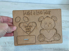 Load image into Gallery viewer, Bear Love Valentine POP OUT Craft Kit File SVG, Heart, Glowforge, LuckyHeartDesignsCo