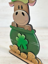 Load image into Gallery viewer, Moose Pot Of Gold St. Patrick's Day Standing File SVG TINY, Lucky, Clover, Leprechaun, Glowforge LuckyHeartDesignsCo