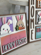 Load image into Gallery viewer, Easter Bunny MINI Interchangeable Leaning Sign File SVG, Nerdy, Glasses, Egg, Tiered Tray Glowforge, LuckyHeartDesignsCo