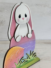 Load image into Gallery viewer, Easter Bunny Egg Standing File SVG, Glowforge, Carrot, Spring, Floppy Ear, Nerdy, Egg Hunt, LuckyHeartDesignsCo