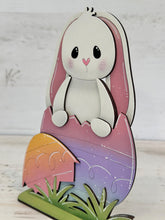 Load image into Gallery viewer, Easter Bunny Egg Standing File SVG, Glowforge, Carrot, Spring, Floppy Ear, Nerdy, Egg Hunt, LuckyHeartDesignsCo