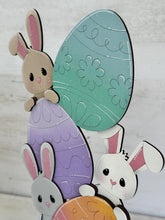 Load image into Gallery viewer, Peeking Easter Bunny Egg Standing File SVG, Glowforge, Carrot, Spring, Floppy Ear, Nerdy, Egg Hunt, LuckyHeartDesignsCo