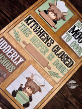 Load image into Gallery viewer, Highland Kitchen Interchangeable Leaning Sign File SVG, Baking, Chef, Farm, Glowforge, LuckyHeartDesignsCO