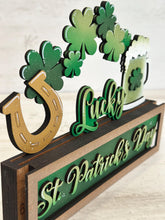 Load image into Gallery viewer, Holder Box St. Patrick's Day Insert File SVG, Inserts ONLY, Box Sold Separately, Clover, Rainbow, Lucky, Glowforge, LuckyHeartDesignsCo