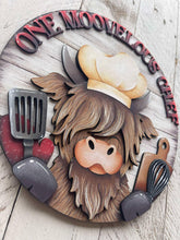 Load image into Gallery viewer, Highland Kitchen Door Hanger File SVG, Baking, Chef, Cow, Farm Glowforge, LuckyHeartDesignsCo