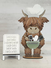 Load image into Gallery viewer, Highland Kitchen Chef Standing File SVG, Snowflake, Farm, Cow,Baking, Rolling Pin, Cook, Tiered Tray, Glowforge, LuckyHeartDesignsCo