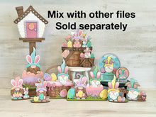 Load image into Gallery viewer, Easter Gnome Peeking Egg Standing File SVG, Glowforge Bunny, Tiered Tray, LuckyHeartDesignsCo