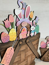 Load image into Gallery viewer, Easter Bunny Gnome For The Flower Basket Interchangeable File SVG, Egg, Spring, Tulip, Tiered Tray, Glowforge, LuckyHeartDesignsCo