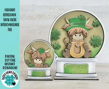 Load image into Gallery viewer, Highland Leprechaun Snow Globe Interchangeable File SVG, St. Patrick's Day, Horseshoe, Pot O Gold Glowforge, Tiered Tray LuckyHeartDesignsCo