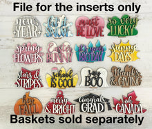 Load image into Gallery viewer, TINY Word Bundle Flower Basket Interchangeable File SVG, Seasonal, Holiday, Spring, Summer, Fall Tiered Tray, Glowforge, LuckyHeartDesignsCo