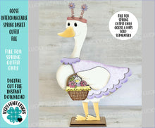 Load image into Gallery viewer, Goose Animal Hats Interchangeable Spring Basket Outfit File SVG, Duck Rain Boots Seasonal, Holiday, Glowforge, LuckyHeartDesignsCo